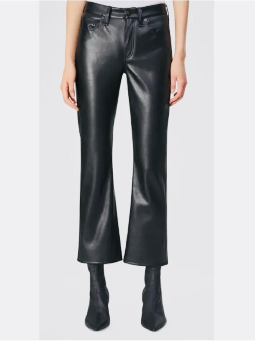 rag & bone Black Peyton Faux Leather Ankle Flare Pants, Woman’s 25